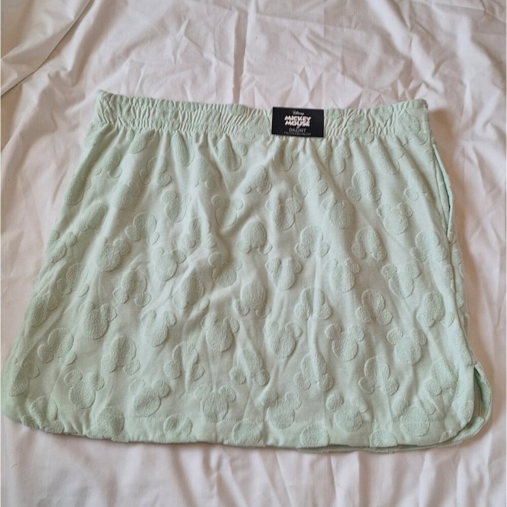 Disney Mickey Mouse Skort Womens Green Sz L 38" Waist Terry Embossed Skort - Picture 7 of 7